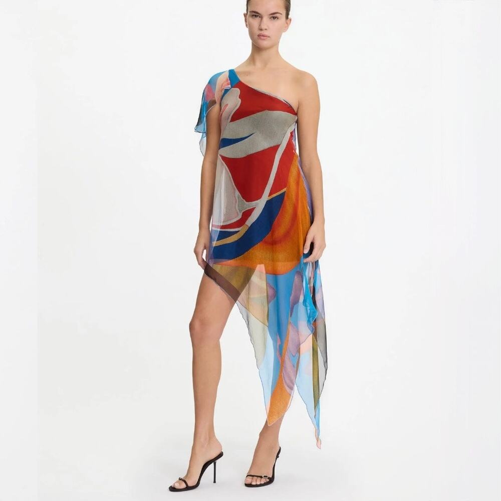 NWT Donde Esteban Palenque Flores Silk Chiffon Caftan Mini Dress - XS